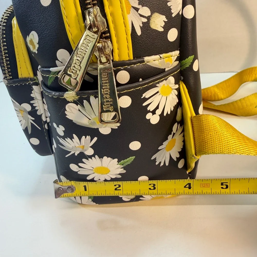 Loungefly Mini Backpack Disney Minnie Mouse Daisy Floral Black Yellow Bow READ
